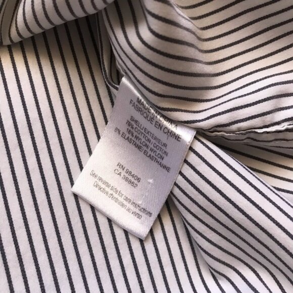 Theory Vertical Stripes Cotton Button Down Shirt Collar Pearly Buttons L - Picture 6 of 6